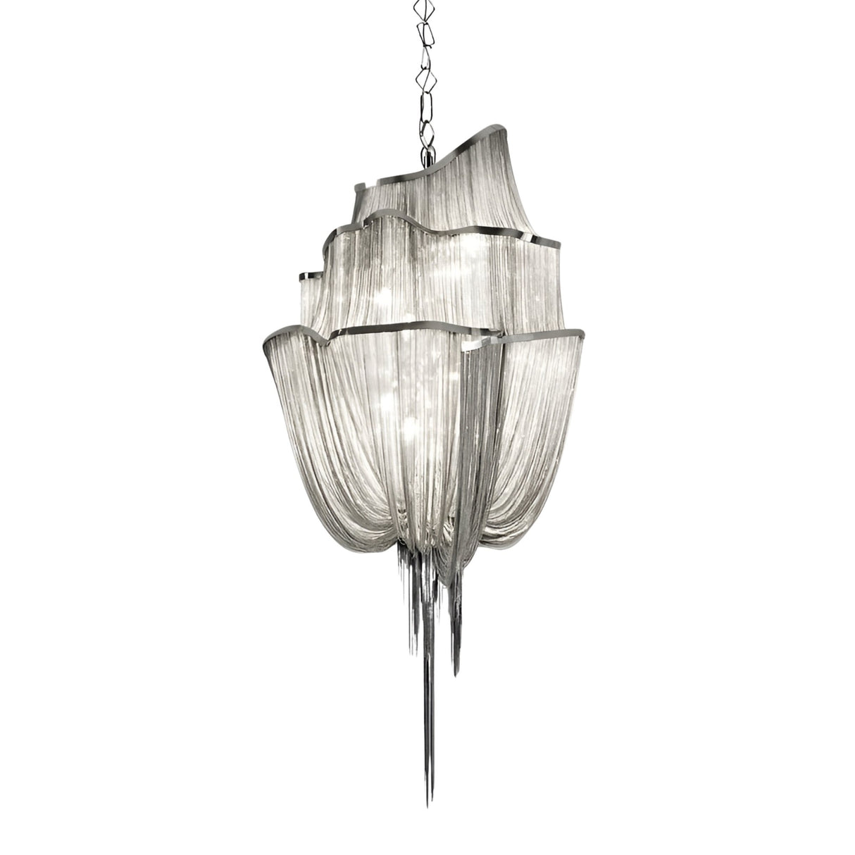 Mireya 8 Light Metal Chain Veil Chandelier - Nickel