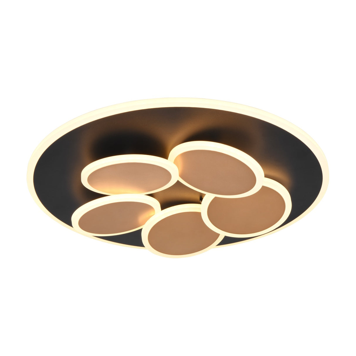 Mandala 5 Light LED Round Ceiling Light – Black & Gold