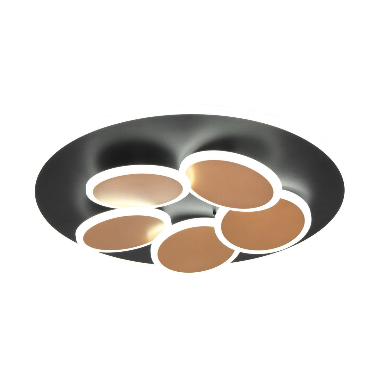 Mandala 5 Light LED Round Ceiling Light – Black & Gold