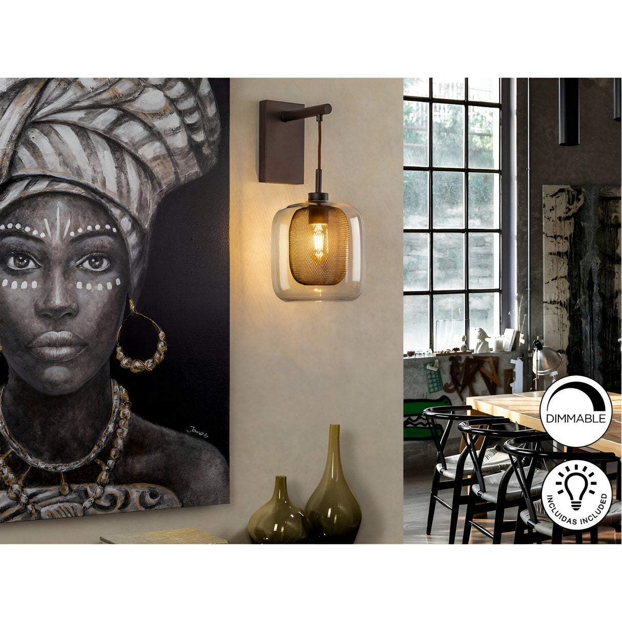 Fox Adjustable Glass & Metal Wall Light - Chocolate Brown