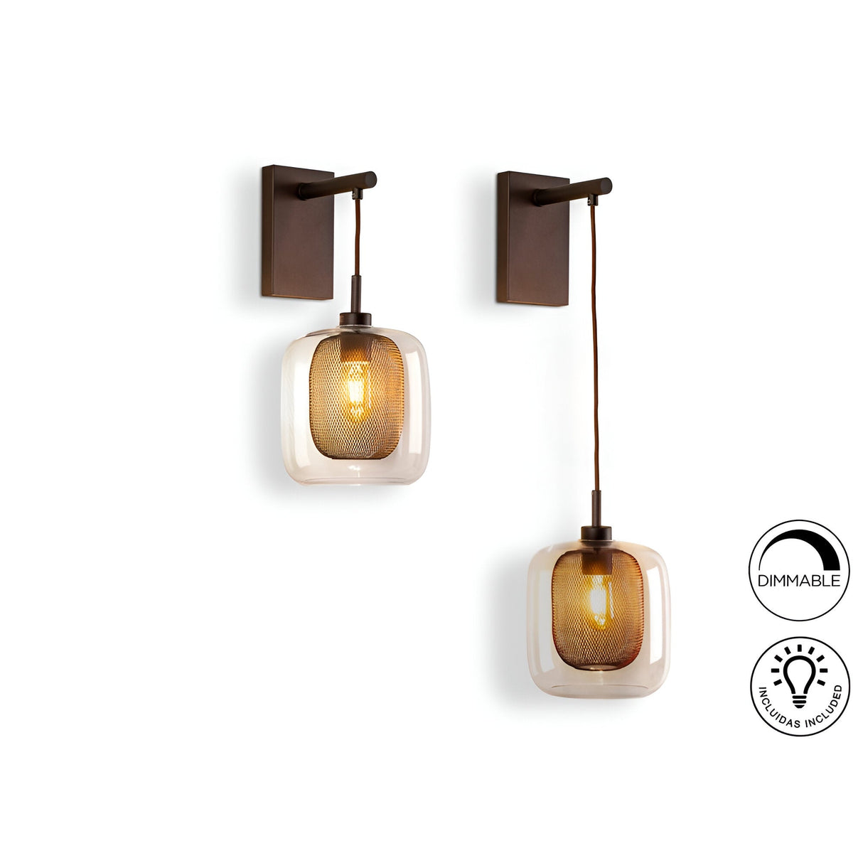Fox Adjustable Glass & Metal Wall Light - Chocolate Brown