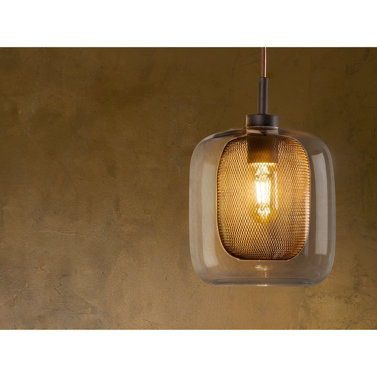 Fox Small 1 Light Glass Pendant - Chocolate Brown