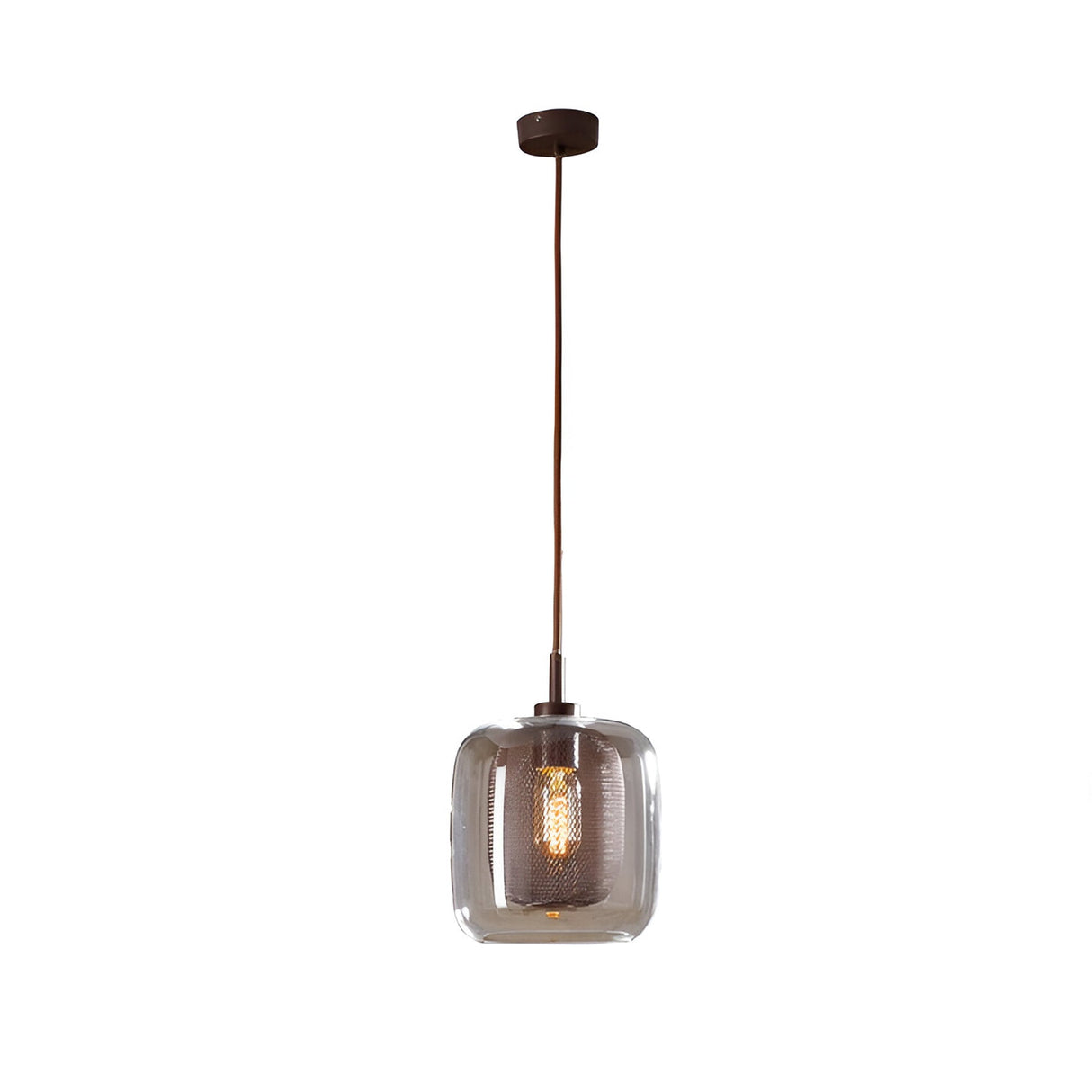 Fox Small 1 Light Glass Pendant - Chocolate Brown