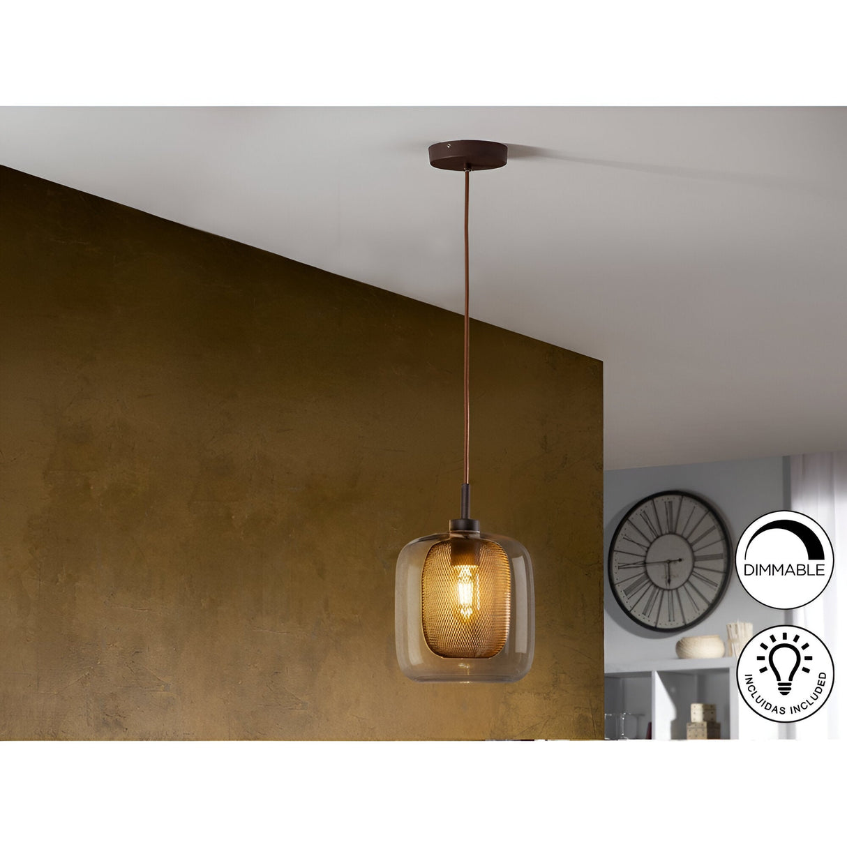 Fox Small 1 Light Glass Pendant - Chocolate Brown