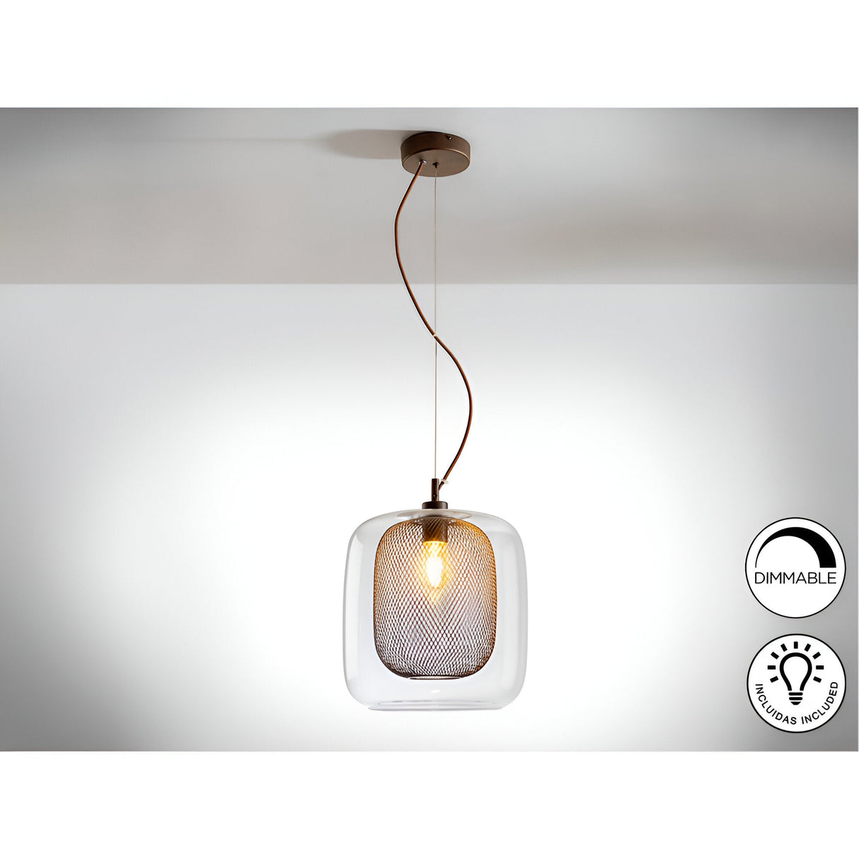 Fox Large 1 Light Glass Pendant - Chocolate Brown
