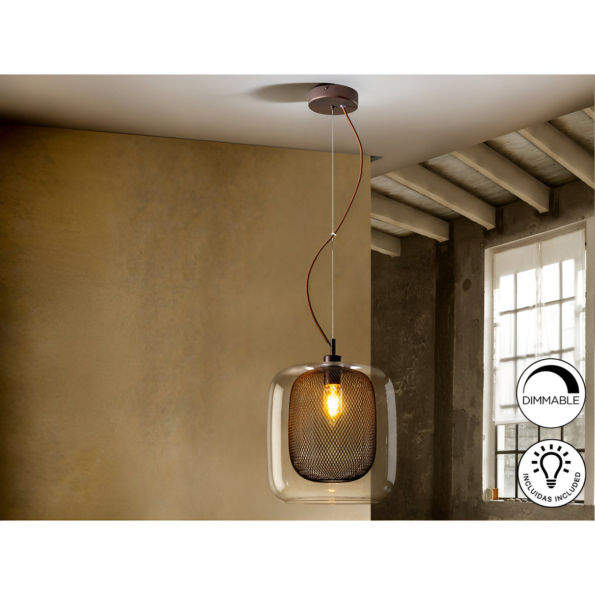 Fox Large 1 Light Glass Pendant - Chocolate Brown