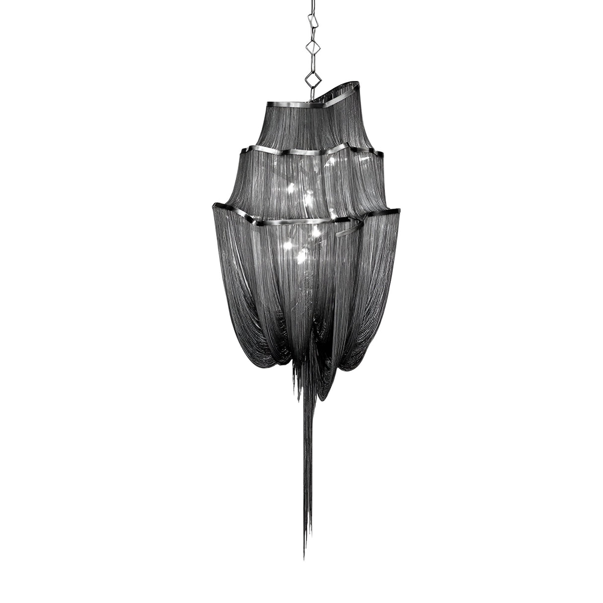 Mireya 8 Light Metal Chain Veil Chandelier - Black