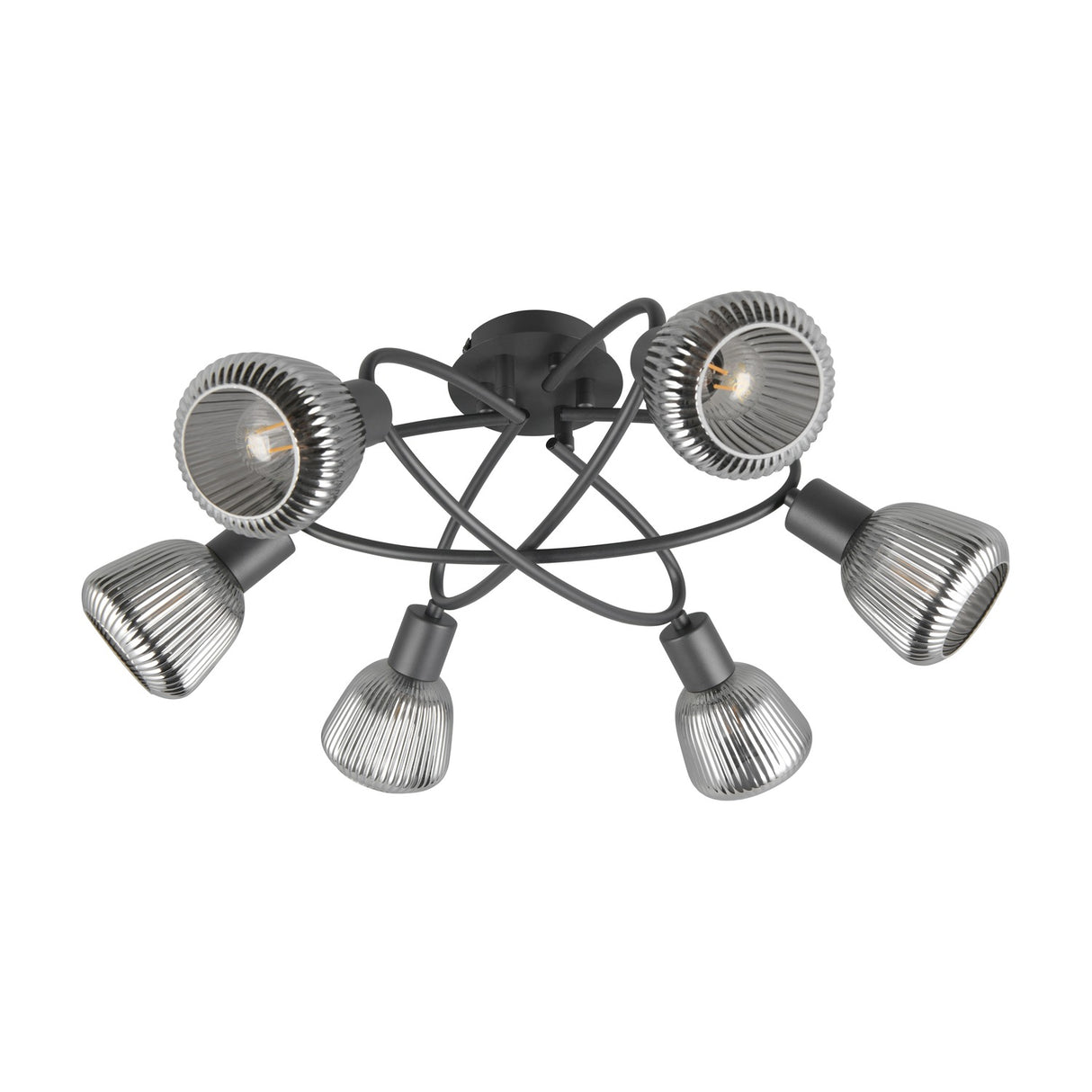 Tarifa 6 Light Glass Chandelier – Matt Black