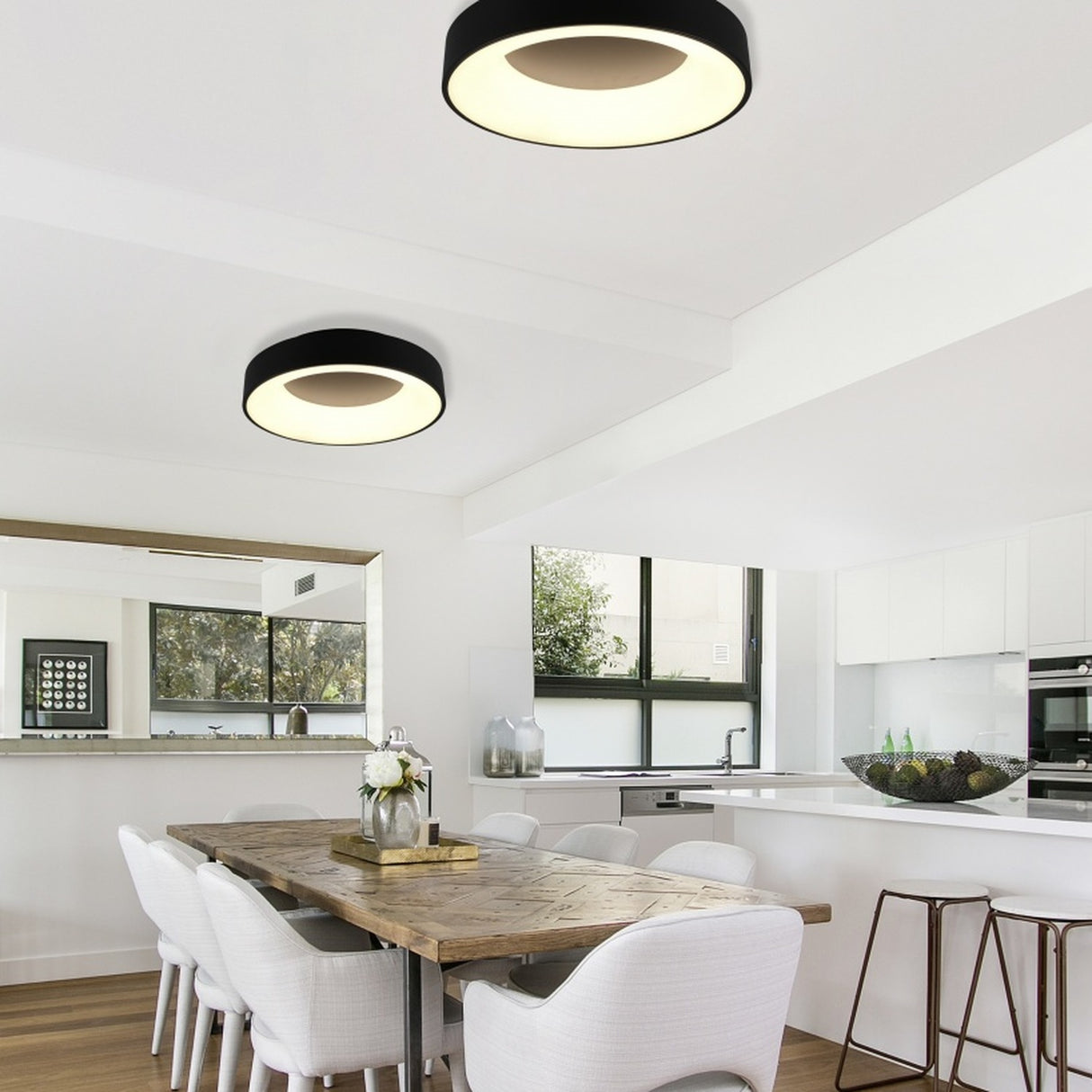 Girona LED Circular 45cm Ceiling Light – Matt Black