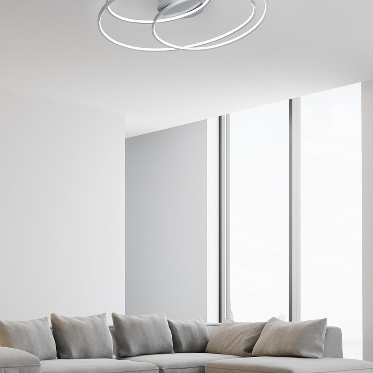 Gale 60cm LED Circular Ceiling Light – Satin Nickel