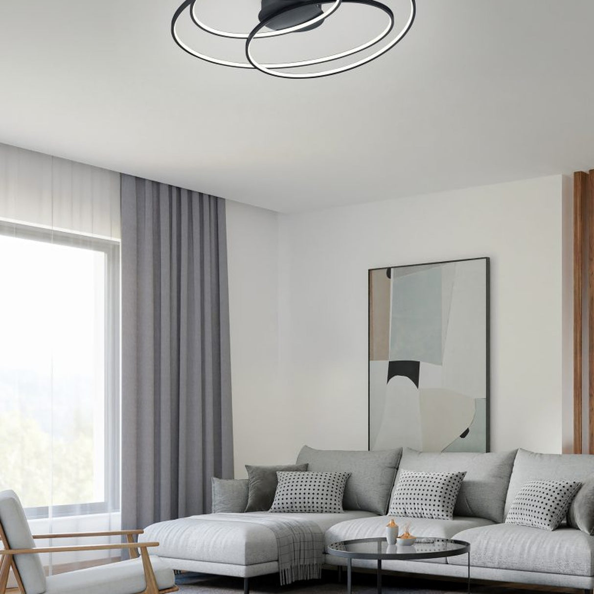 Gale 80cm LED Circular Ceiling Light – Matt Black