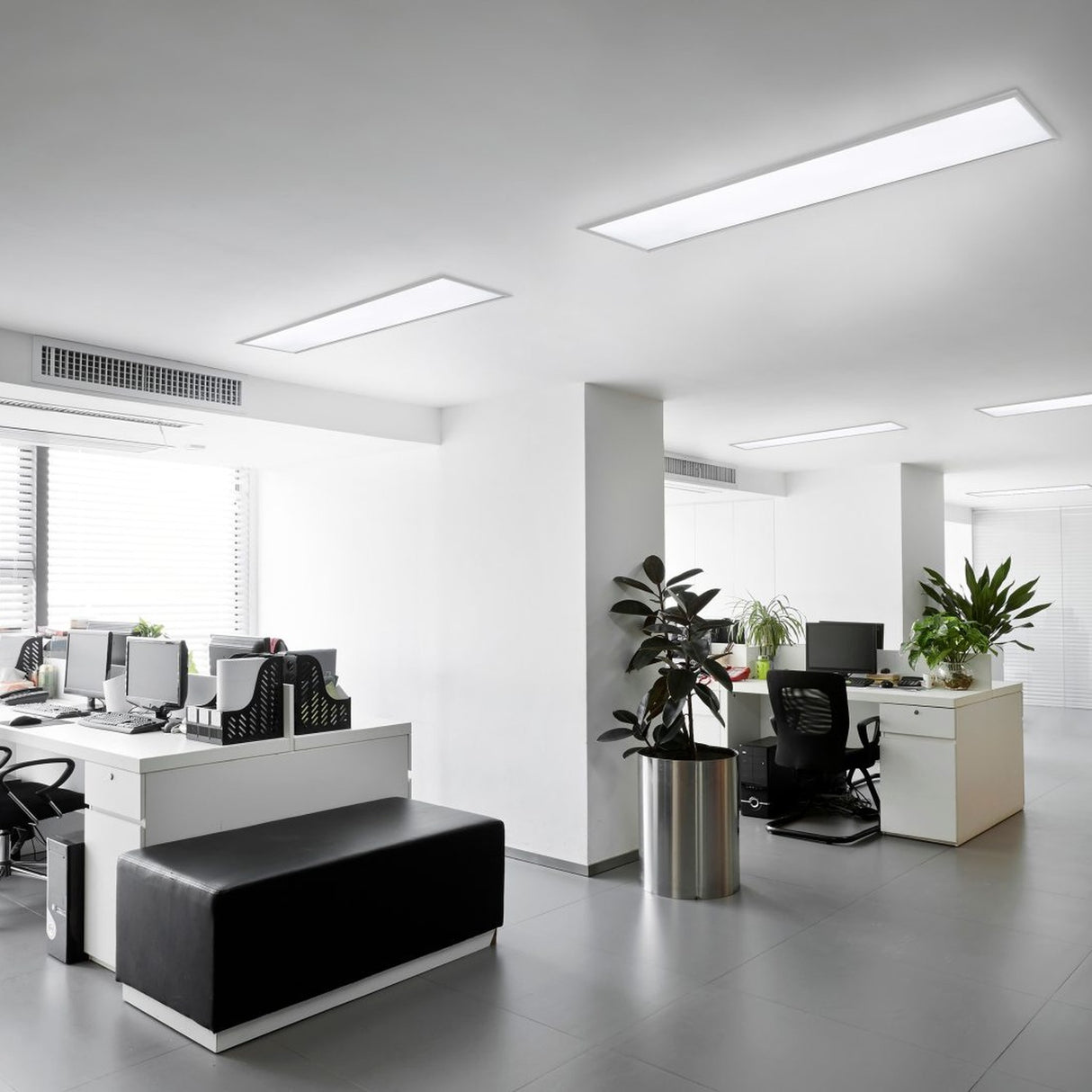 Phoenix LED Glass Panel 120cm Ceiling Light – Satin Nickel