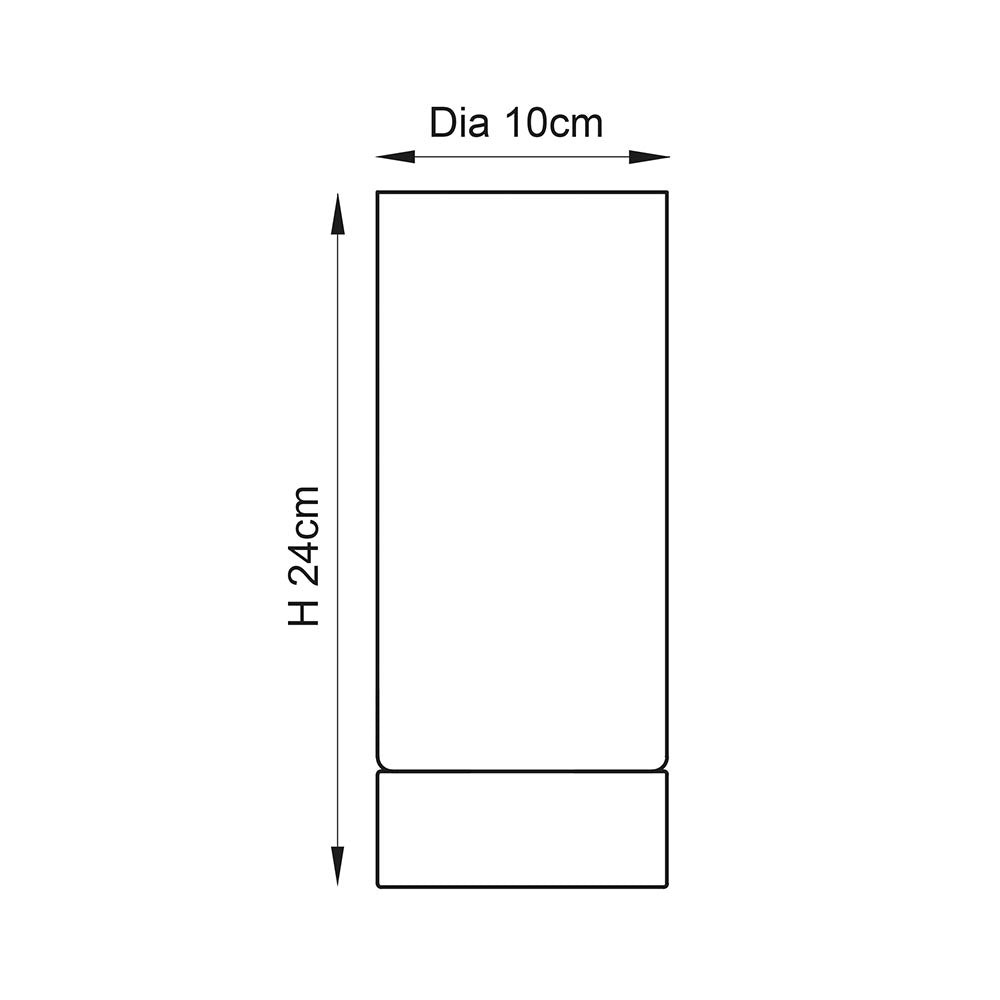 Endon Bracewell dimensions diagram showing the cylindrical table lamp at 240mm height and 100mm diameter on a plain white background.