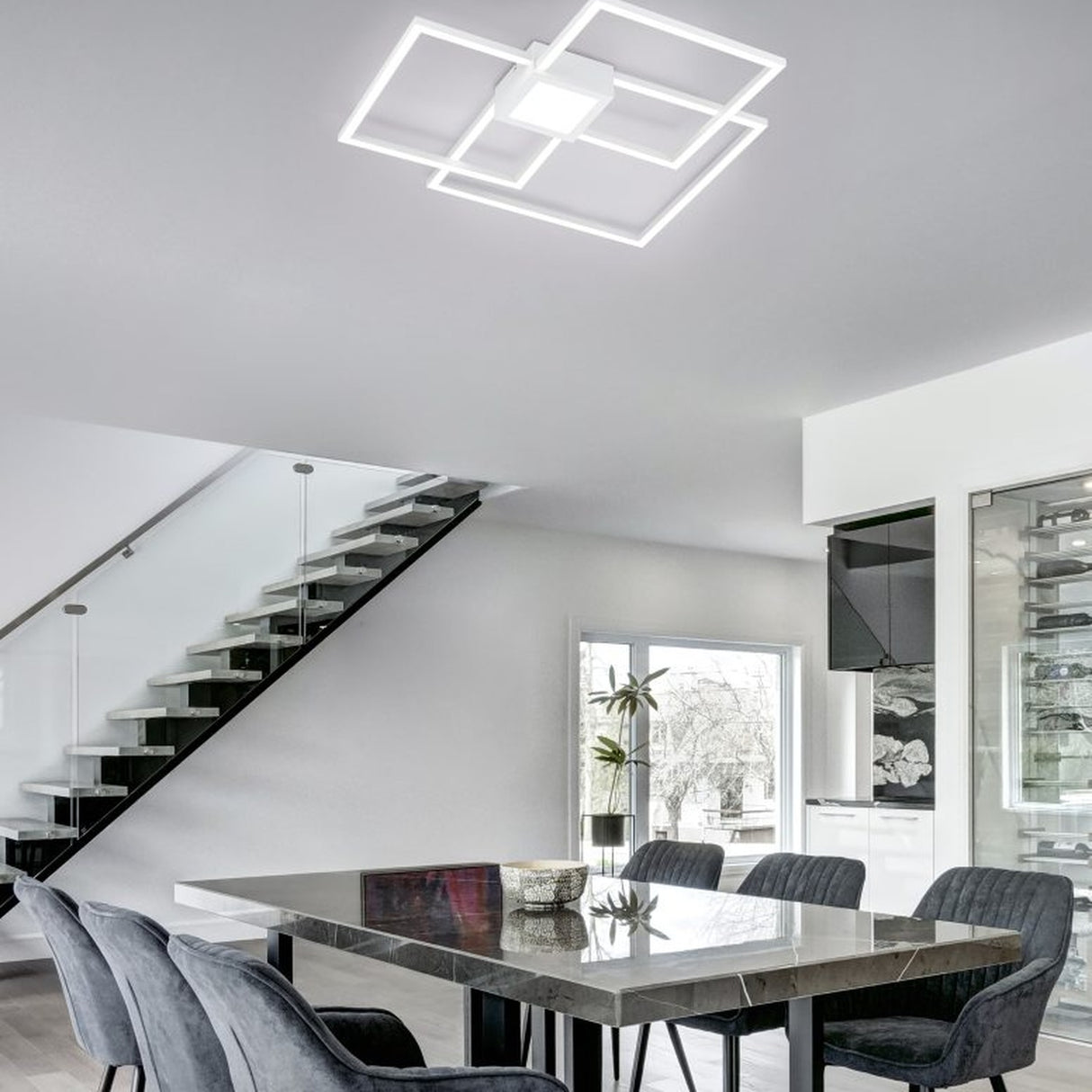 Hydra 3 Light LED Square Ceiling Light – Matt White