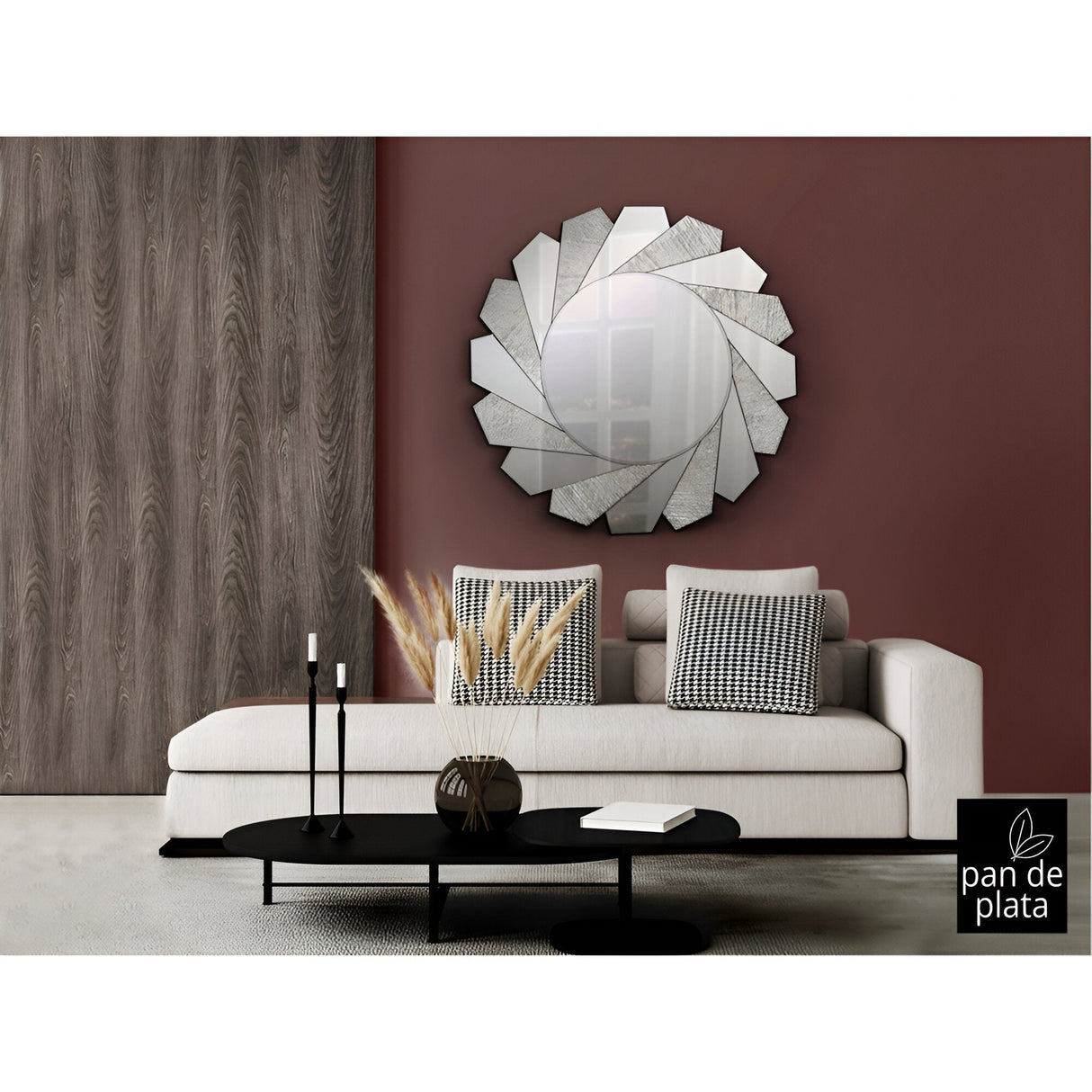 Flavia Beaded Circle Wall Mirror Silver - 100cm