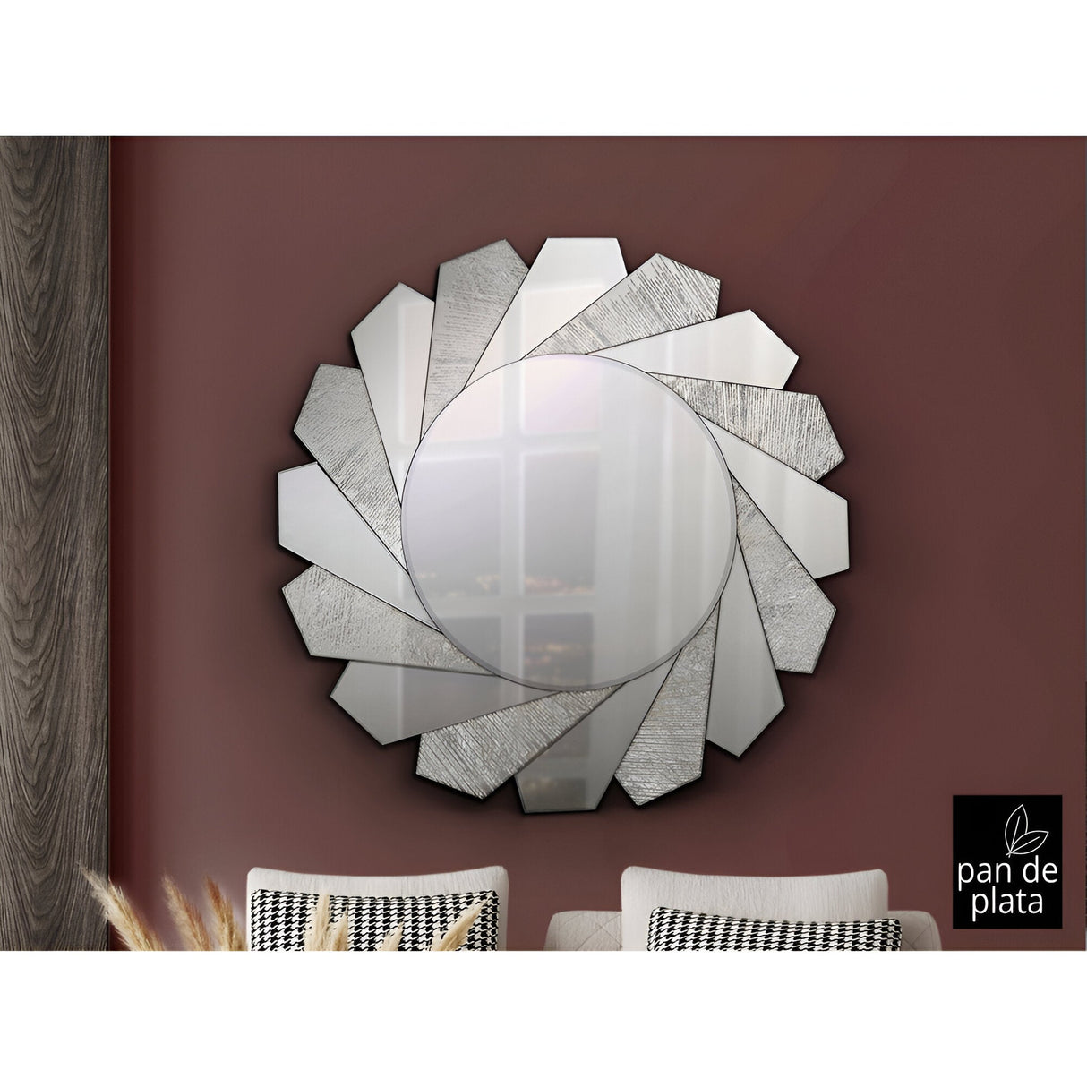 Flavia Beaded Circle Wall Mirror Silver - 100cm