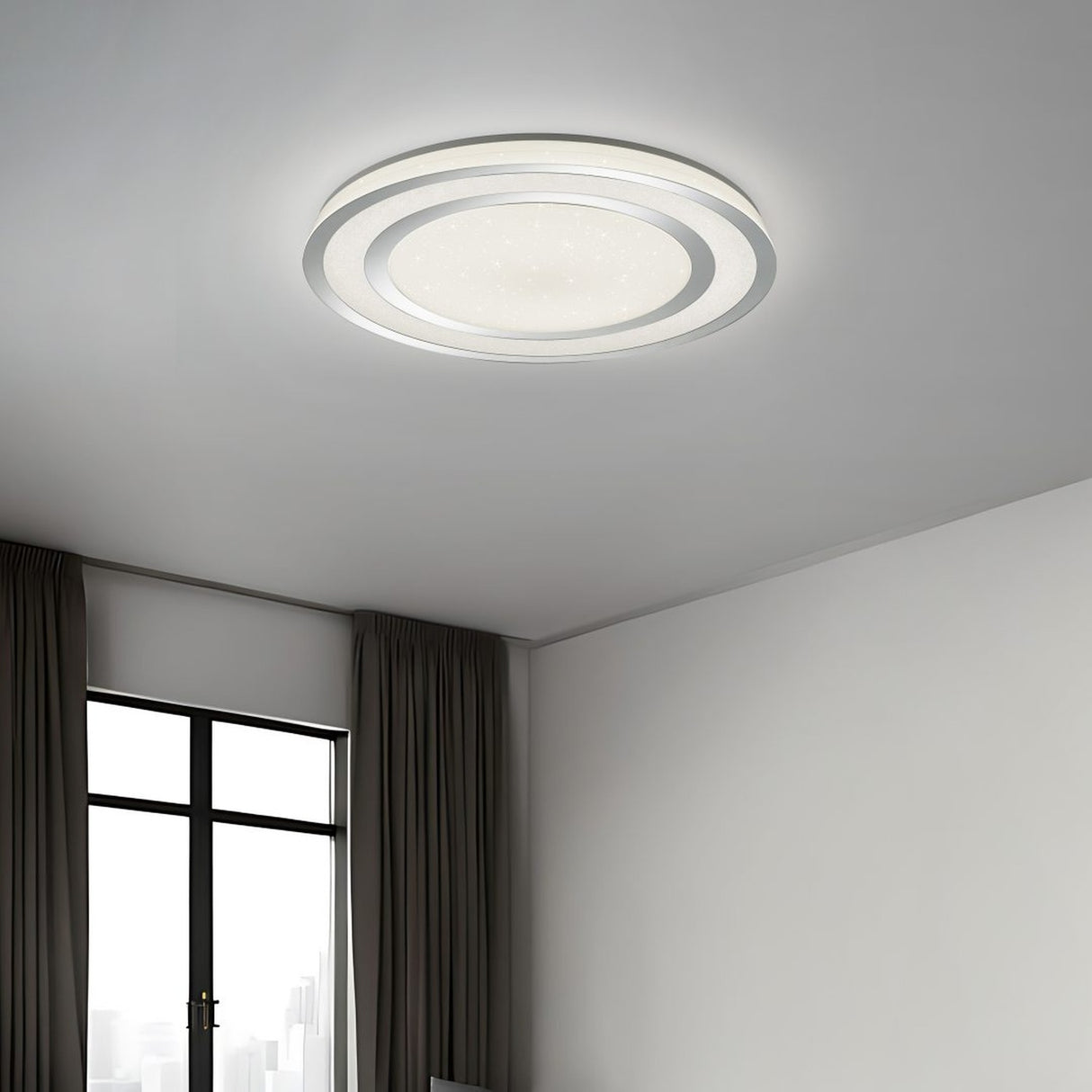 Noriaki LED Remote Control Round Ceiling Light – Chrome
