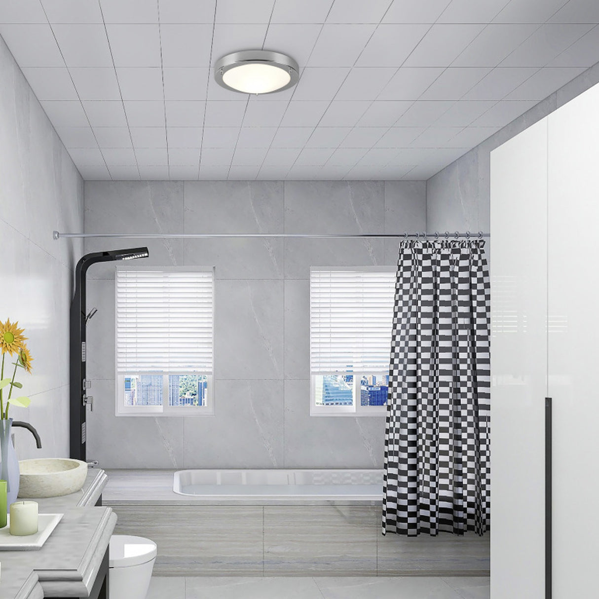 Condus Glass Ceiling Light – Chrome