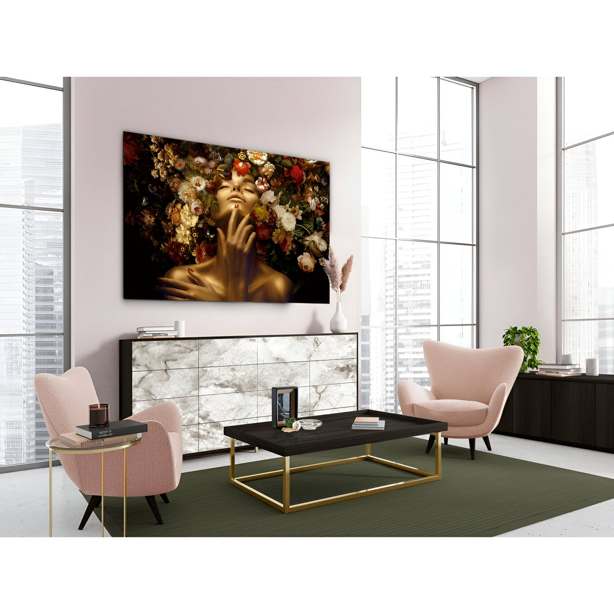 Fiorella Golden Bloom Photography Print - 180x120cm