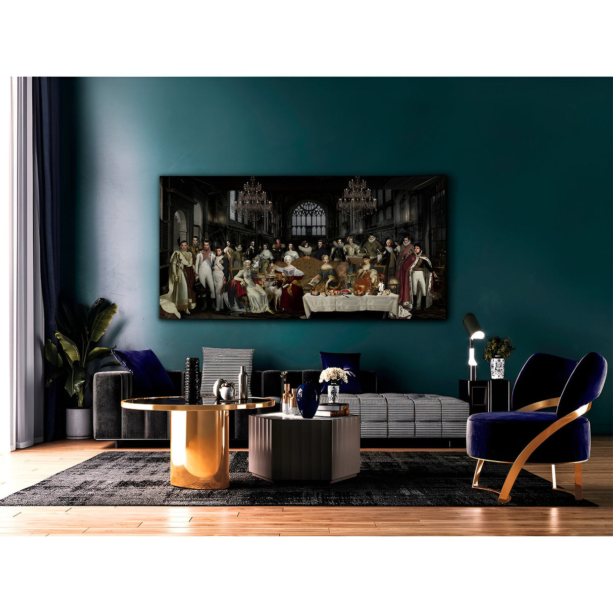 La Nobleza Aristocratic Dinner Scene Photography Print – 180x90cm