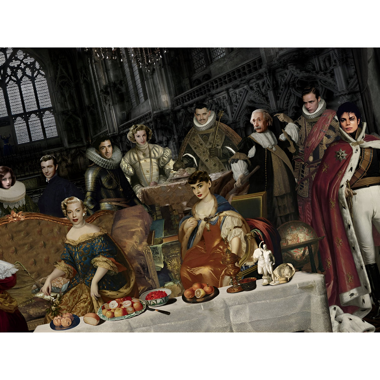 La Nobleza Aristocratic Dinner Scene Photography Print – 180x90cm