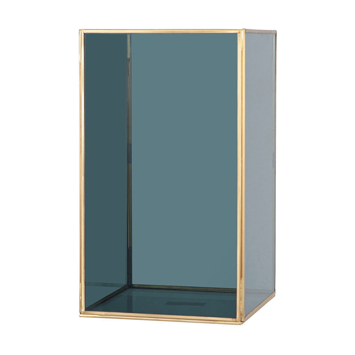 Brass & Smoked Glass Panelled Large Hurricane Lamp - 31cm