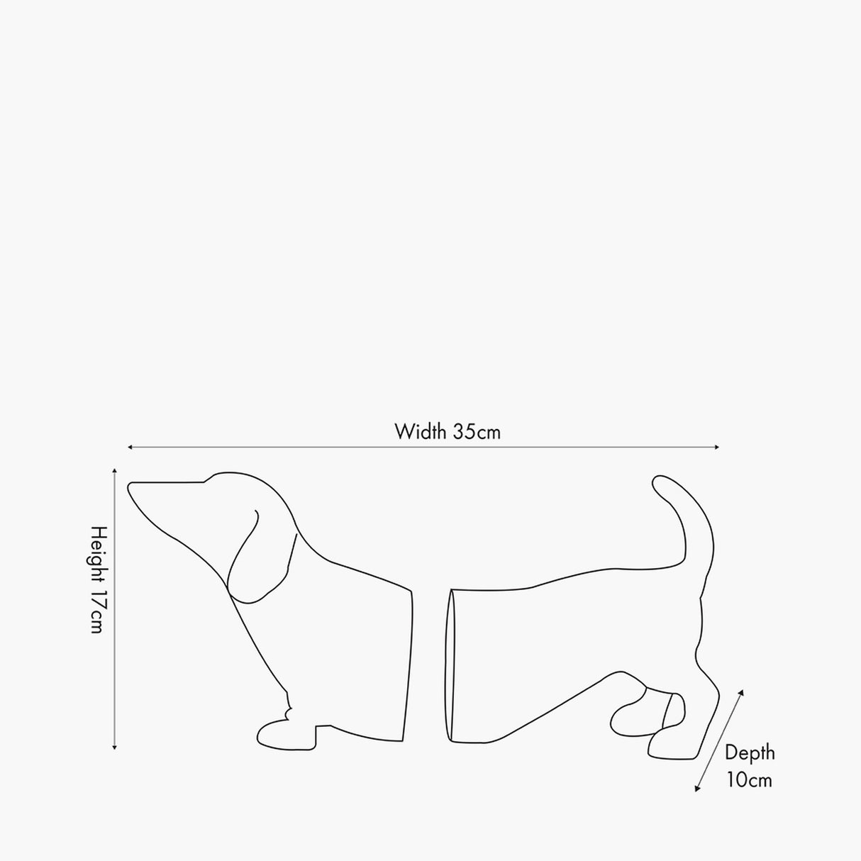 Gold Aluminium Sausage Dog Book Ends - 17cm