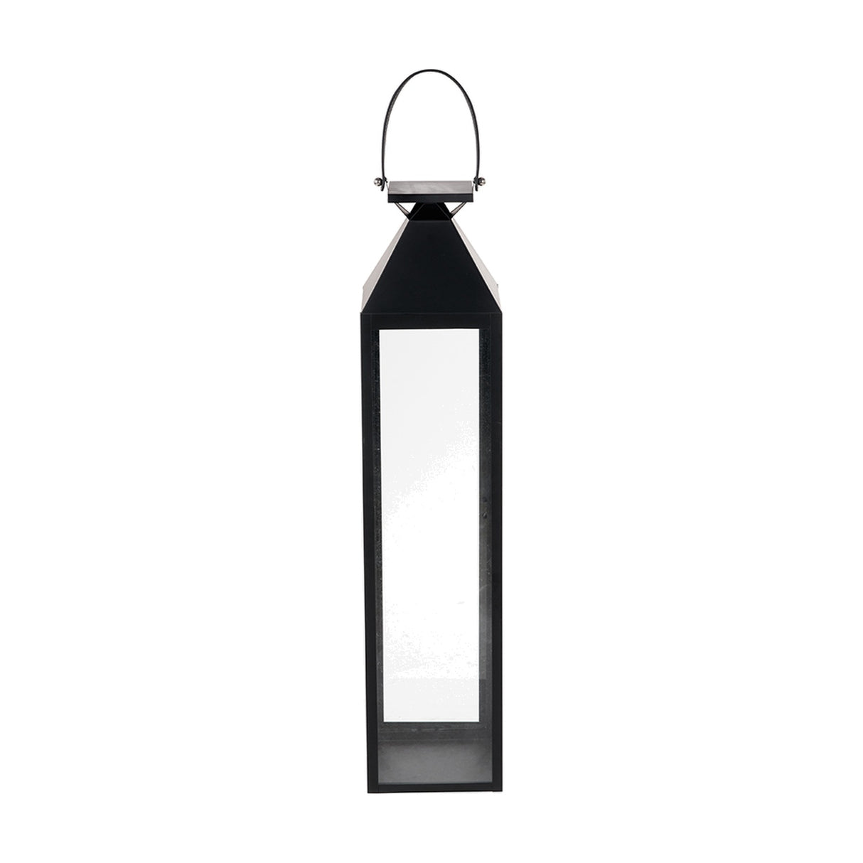 Black Stainless Steel & Glass Medium Tall Lantern - 81cm