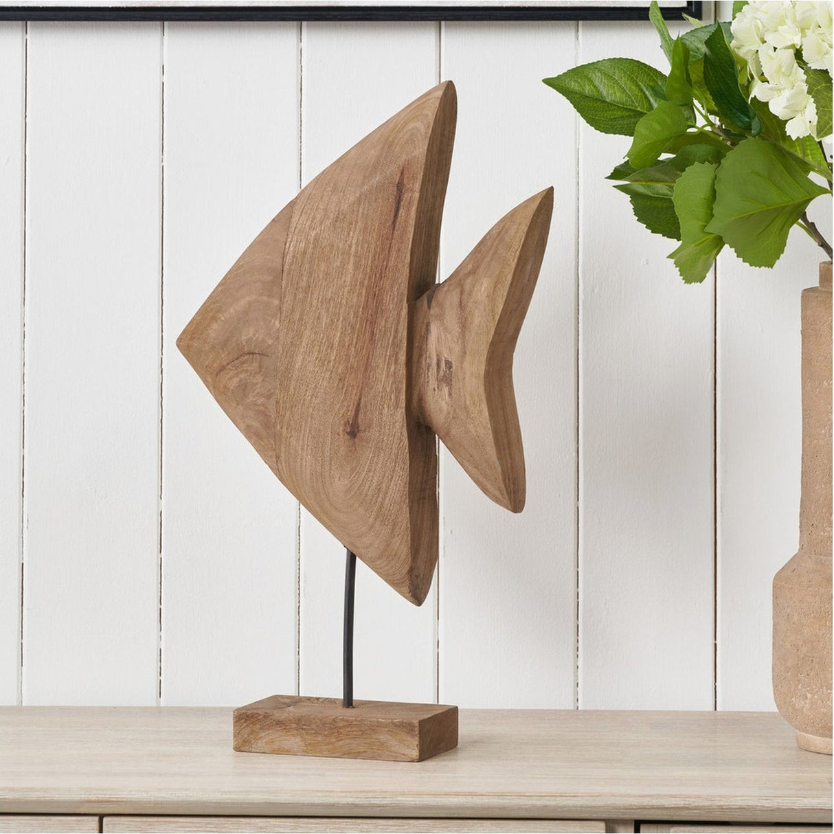 Natural Handcarved Mango Altum Angelfish Ornament - 51cm