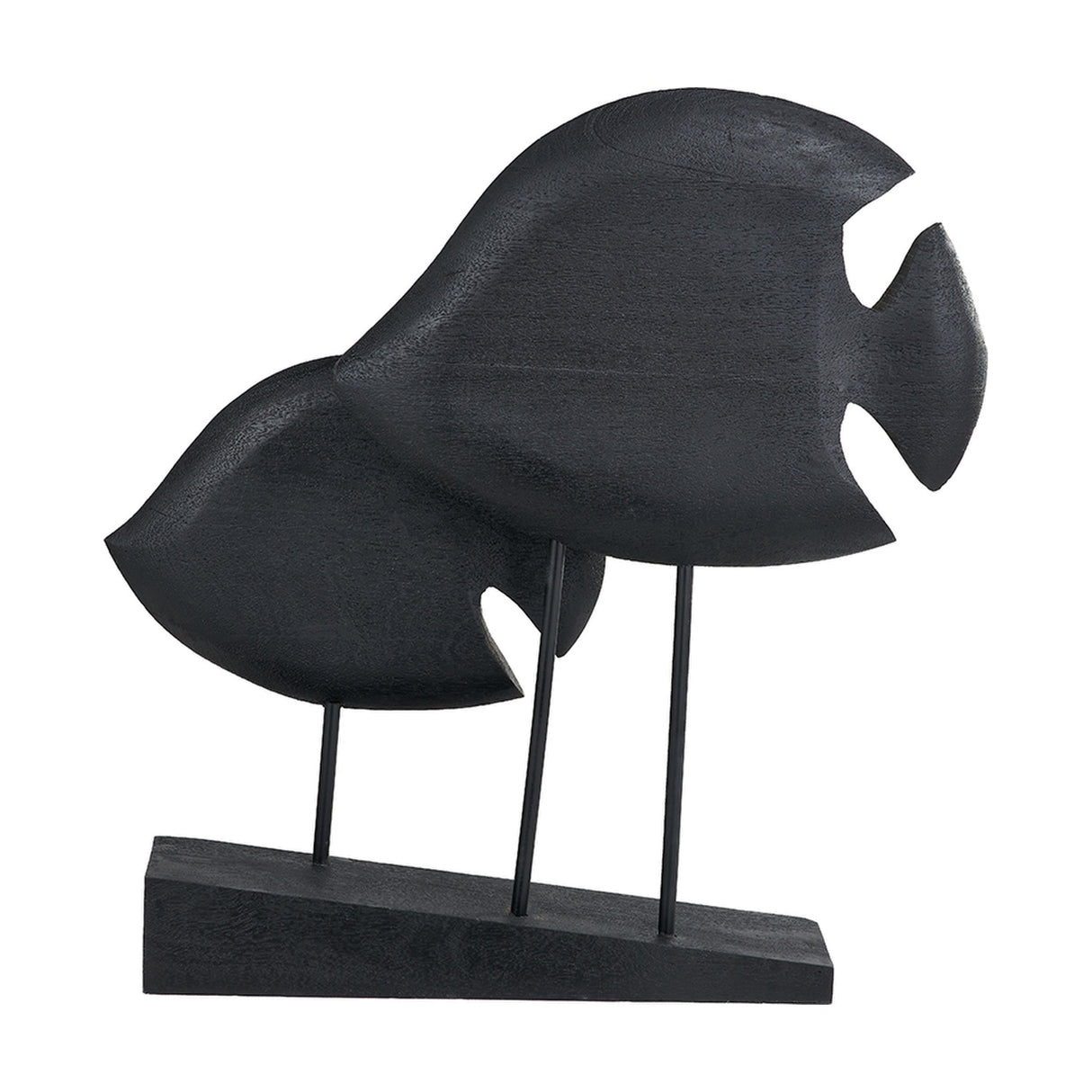 Black Handcarved Mango Double Teardrop Angelfish Ornament - 54cm