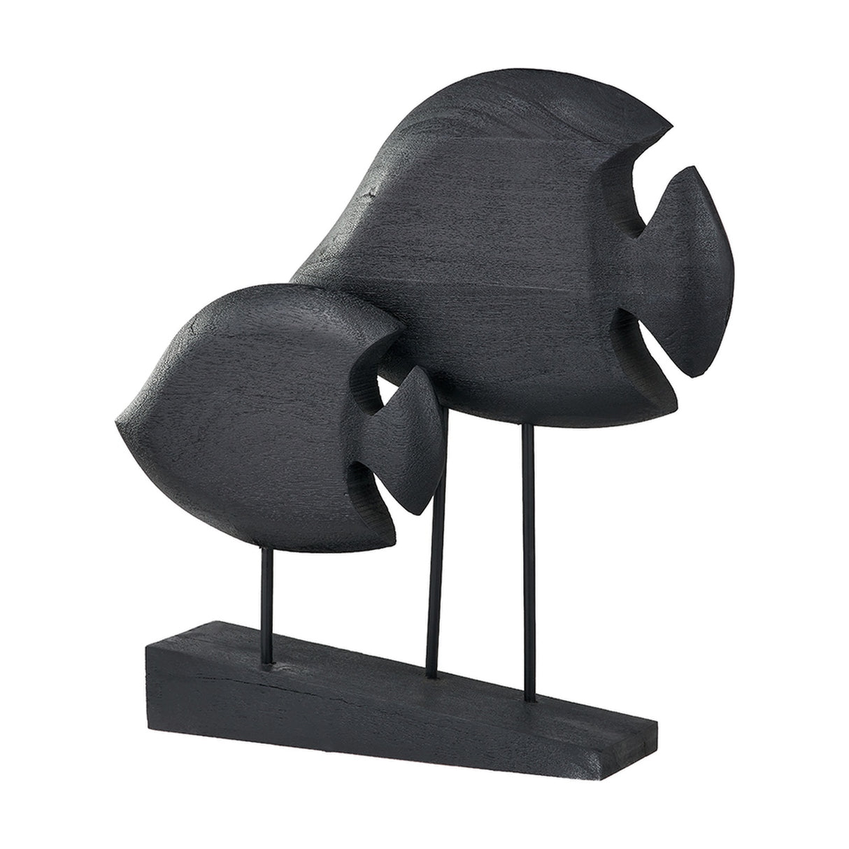 Black Handcarved Mango Double Teardrop Angelfish Ornament - 54cm