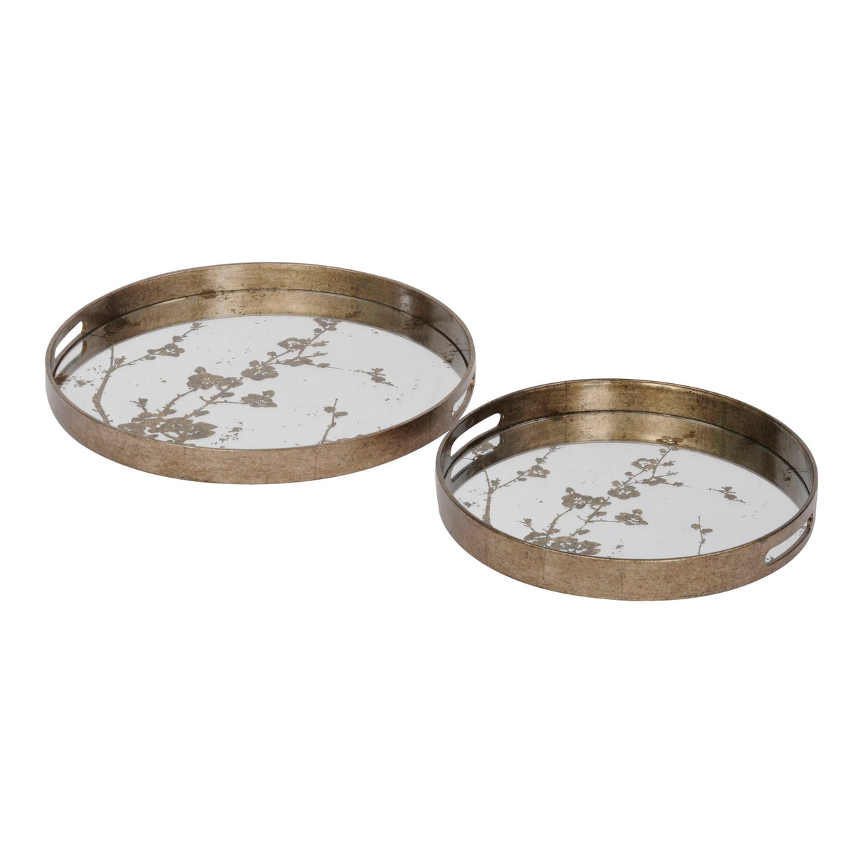 Vienna Set of 2 Blossom Trays - Antique Gold