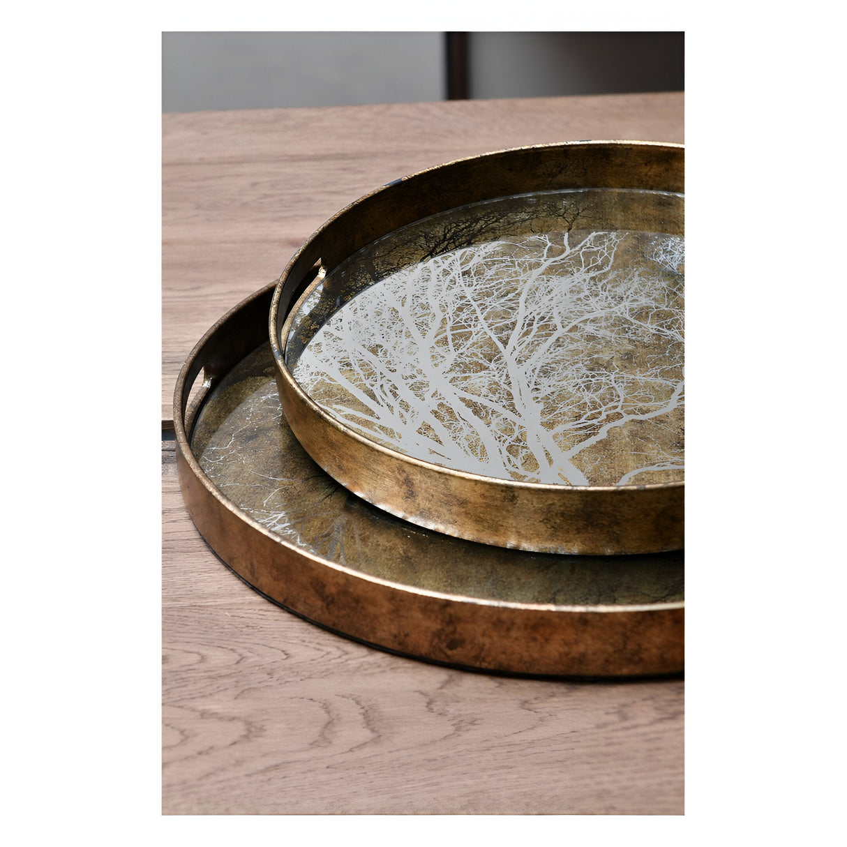 Vienna Set of 2 Tree Trays - Antique Gold