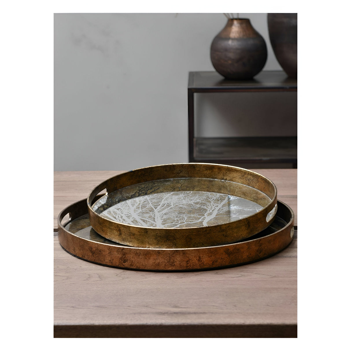 Vienna Set of 2 Tree Trays - Antique Gold