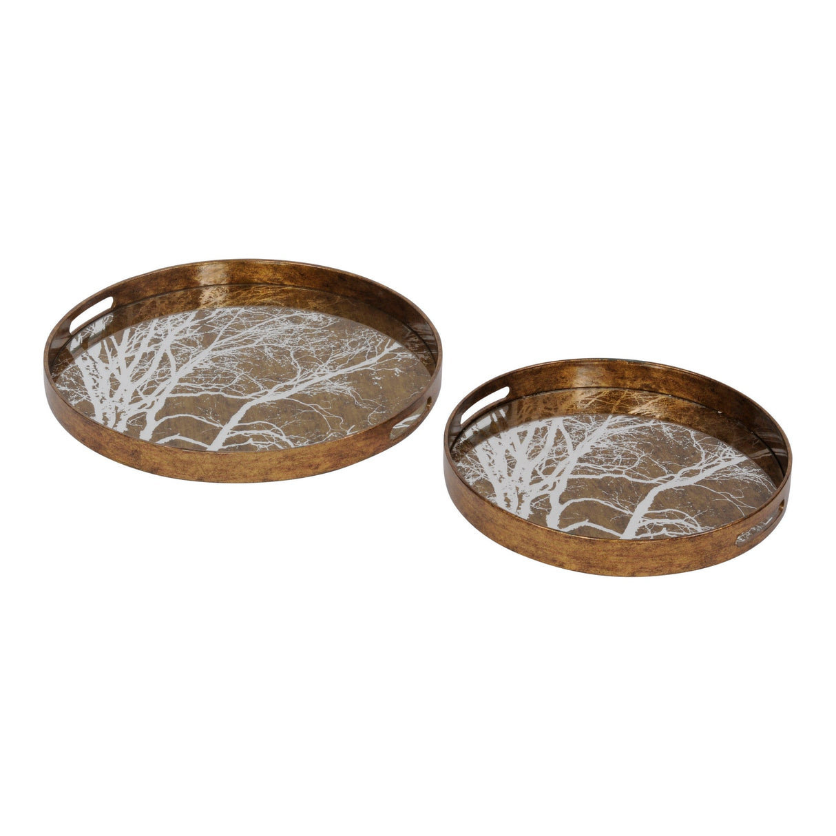 Vienna Set of 2 Tree Trays - Antique Gold