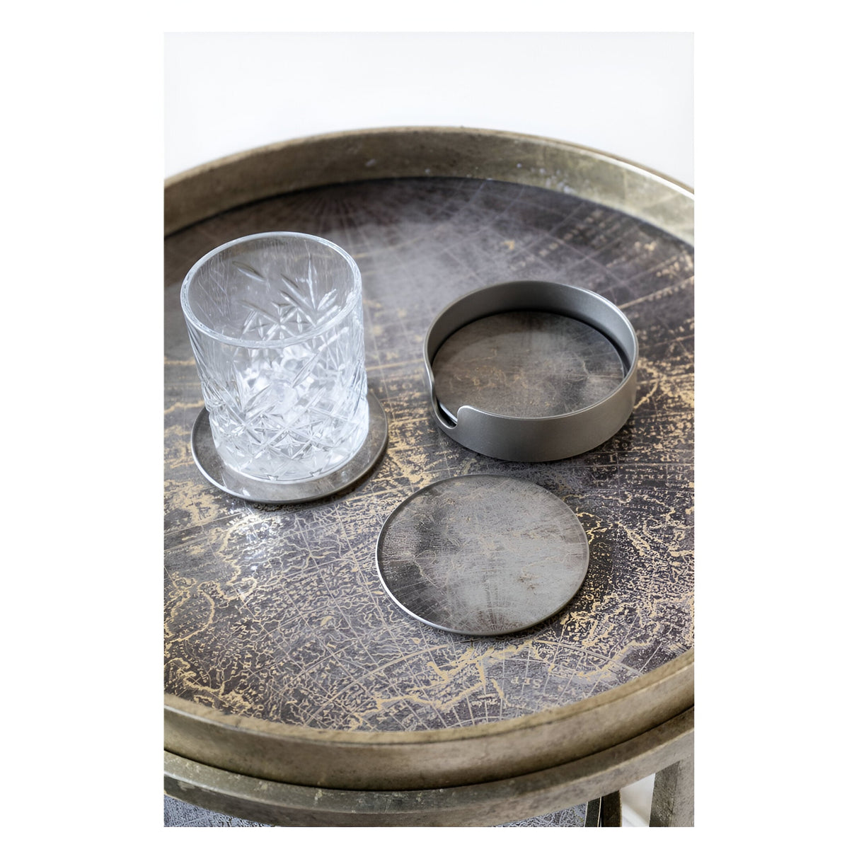 Vienna Set of 4 Atlas Coasters - Antique Gold