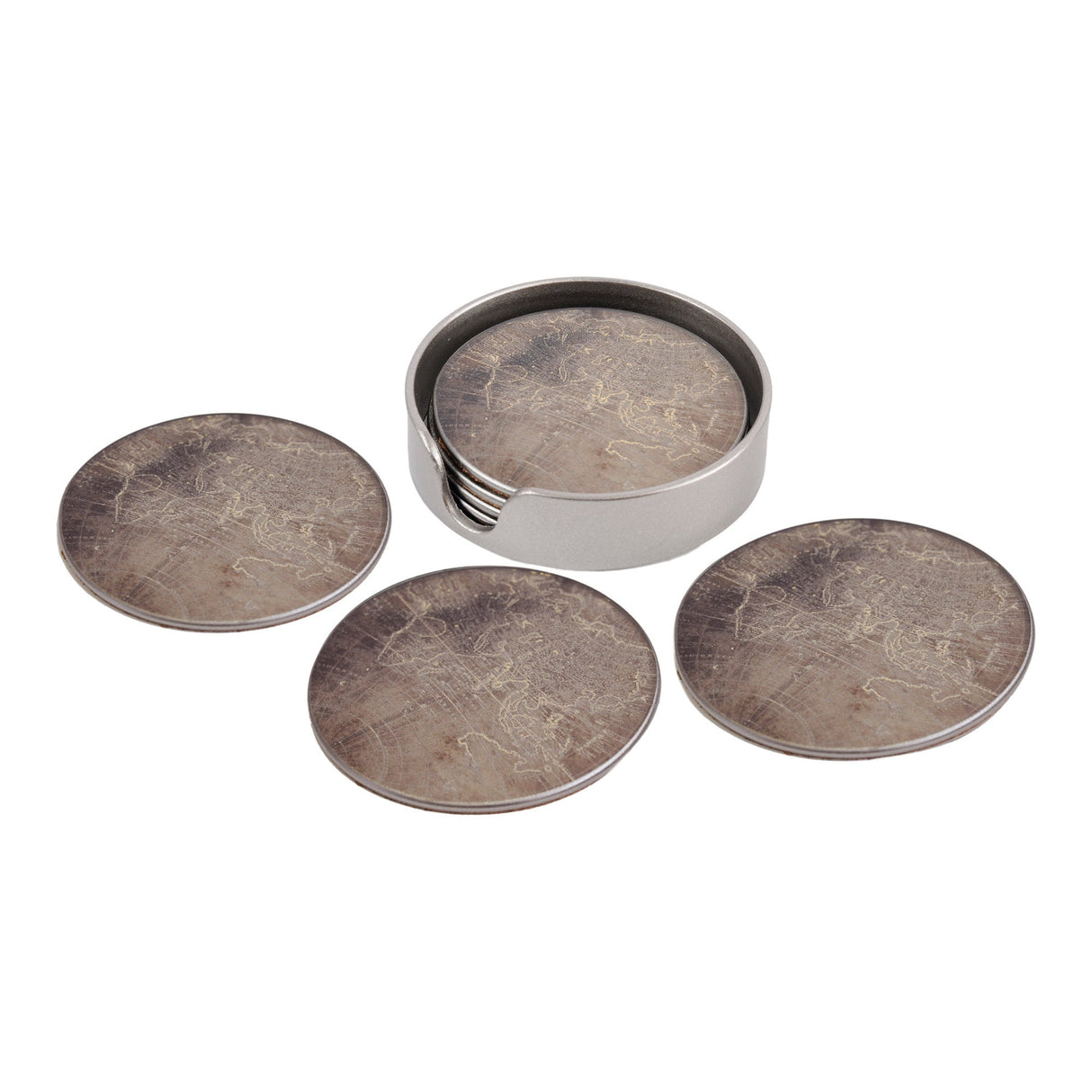 Vienna Set of 4 Atlas Coasters - Antique Gold