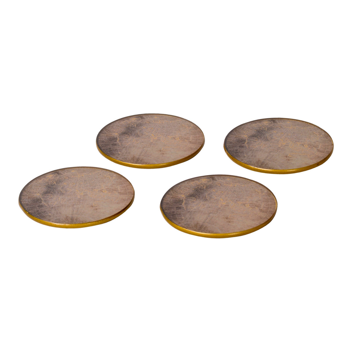 Vienna Set of 4 Atlas Coasters - Antique Gold