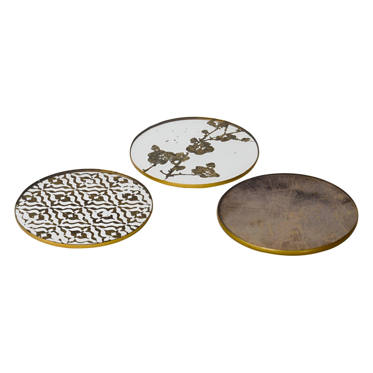 Vienna Set of 4 Diamond Coasters - Antique Gold