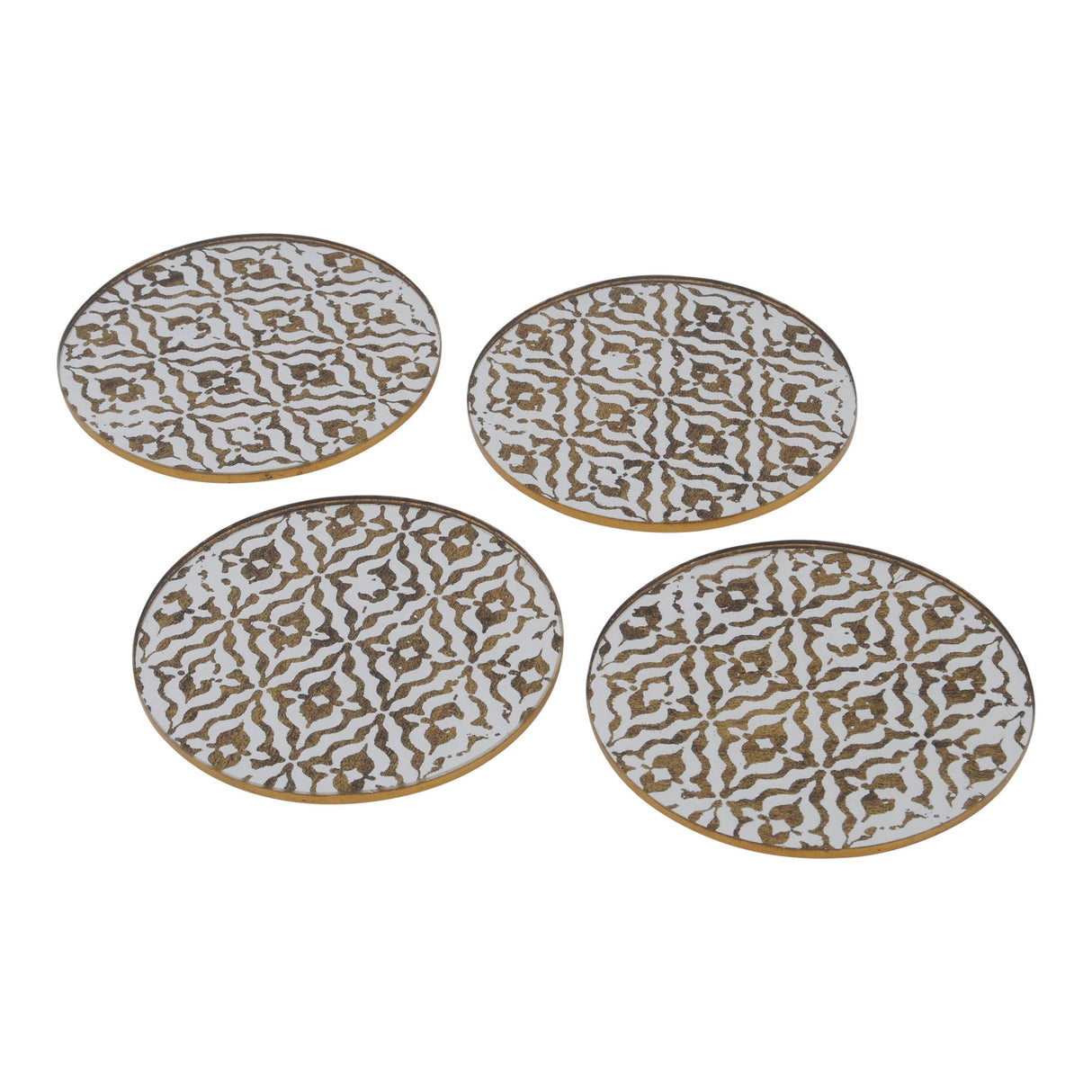 Vienna Set of 4 Diamond Coasters - Antique Gold