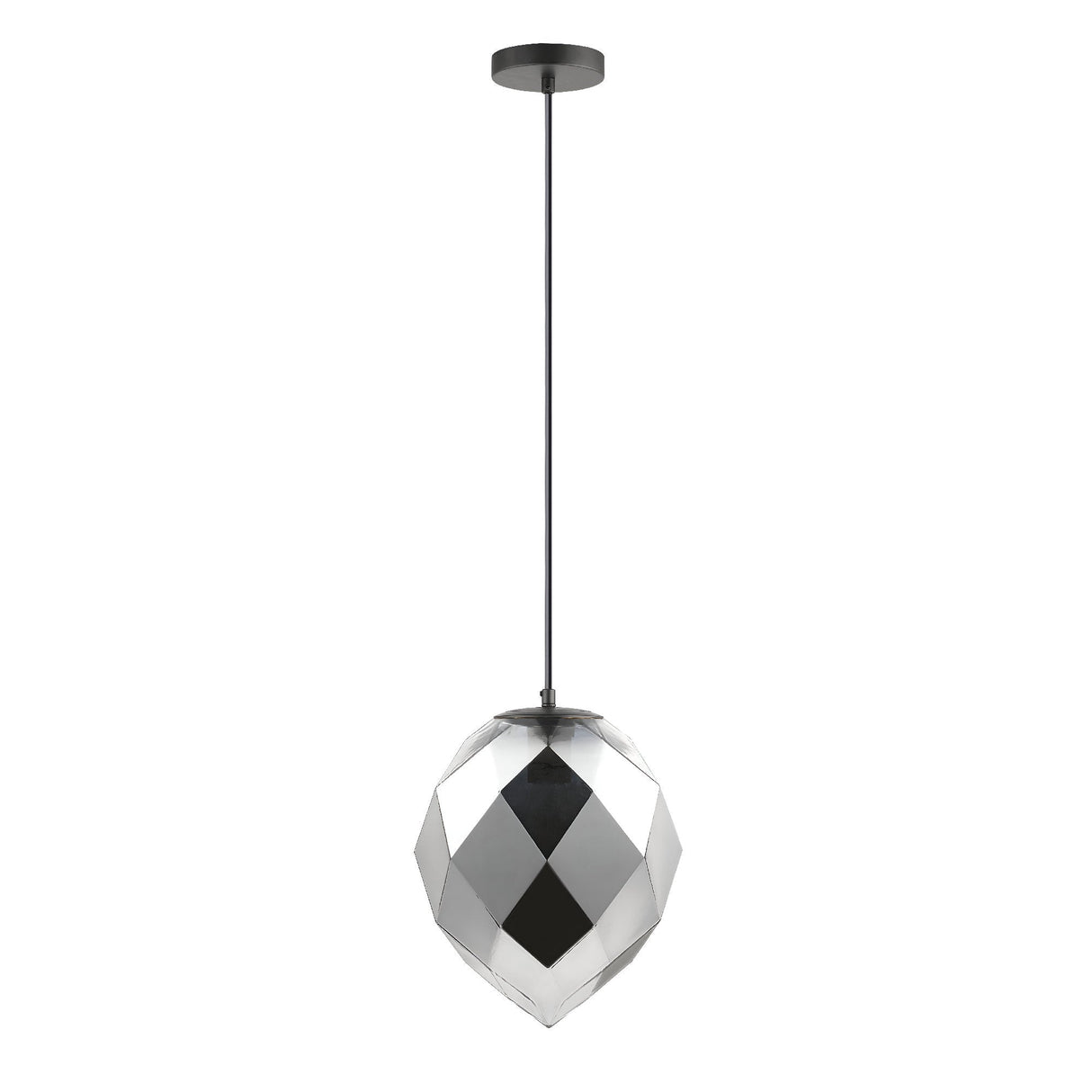 Aura 1 Light Black Glass Pendant Light - Black