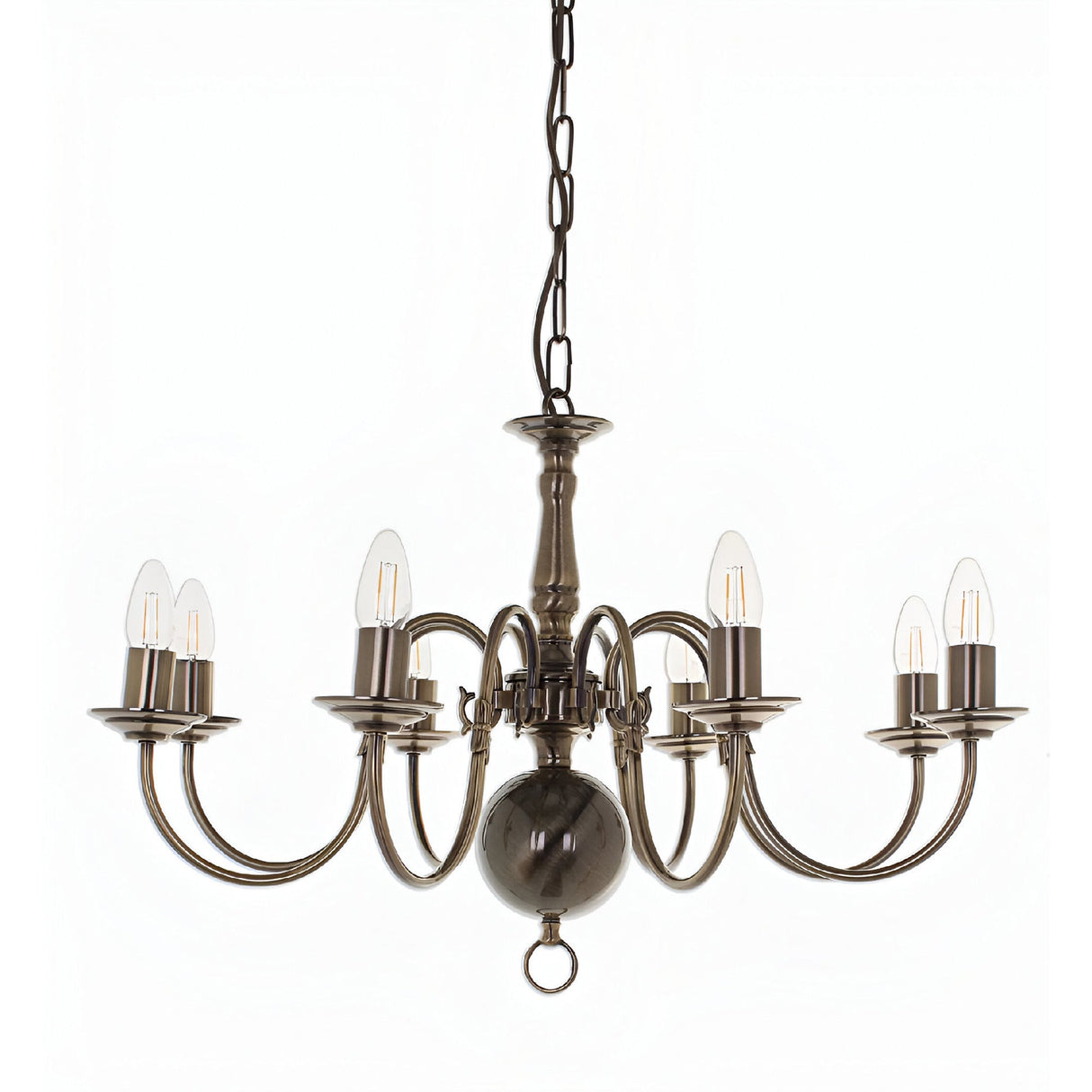 Flessen 8 Light Solid Brass Chandelier - Antique Brass