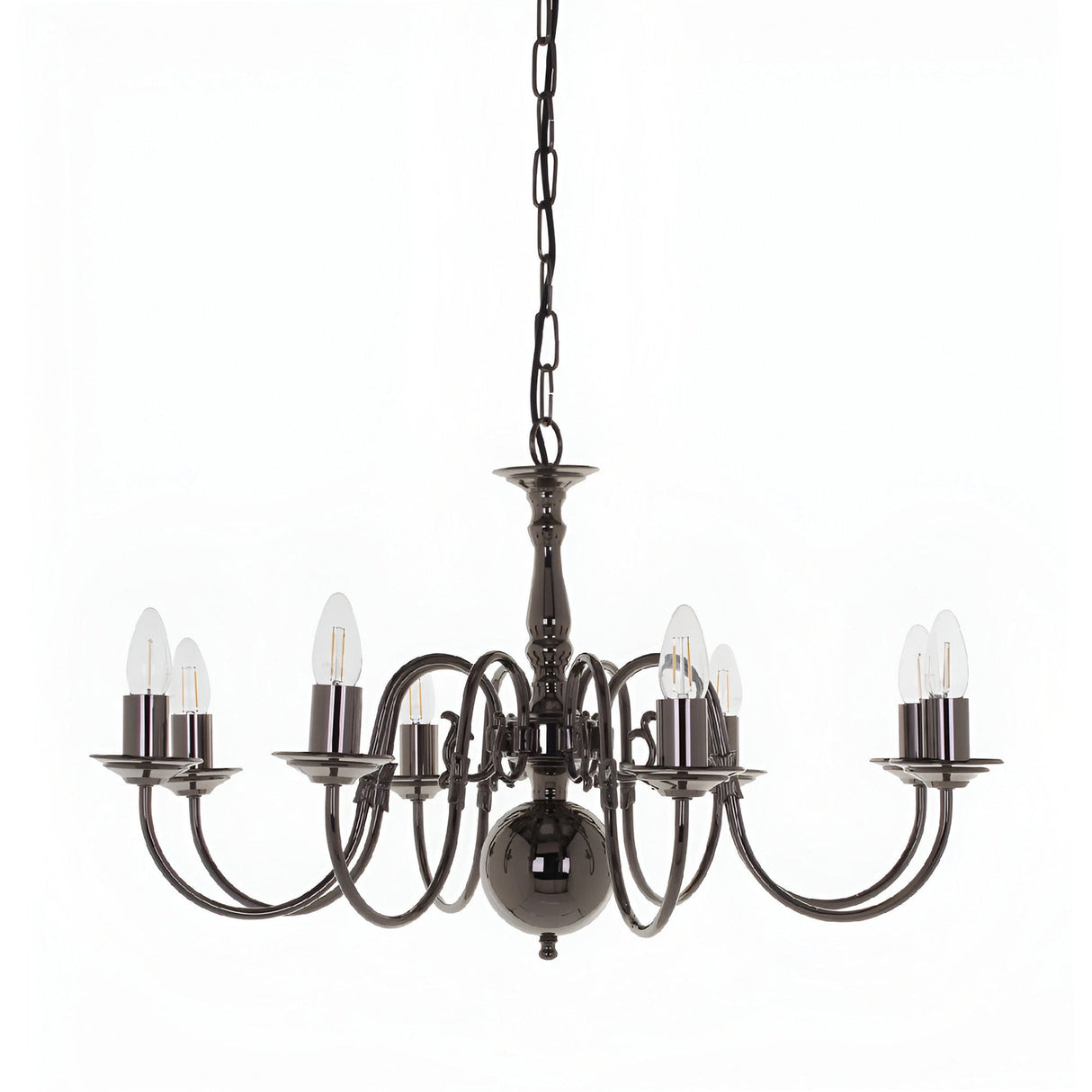 Flessen 8 Light Solid Brass Chandelier - Gunmetal