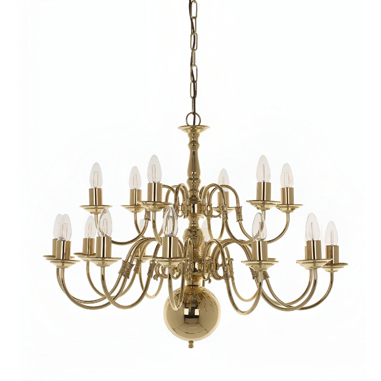 Flessen 21 Light Solid Brass Chandelier - Polished Brass