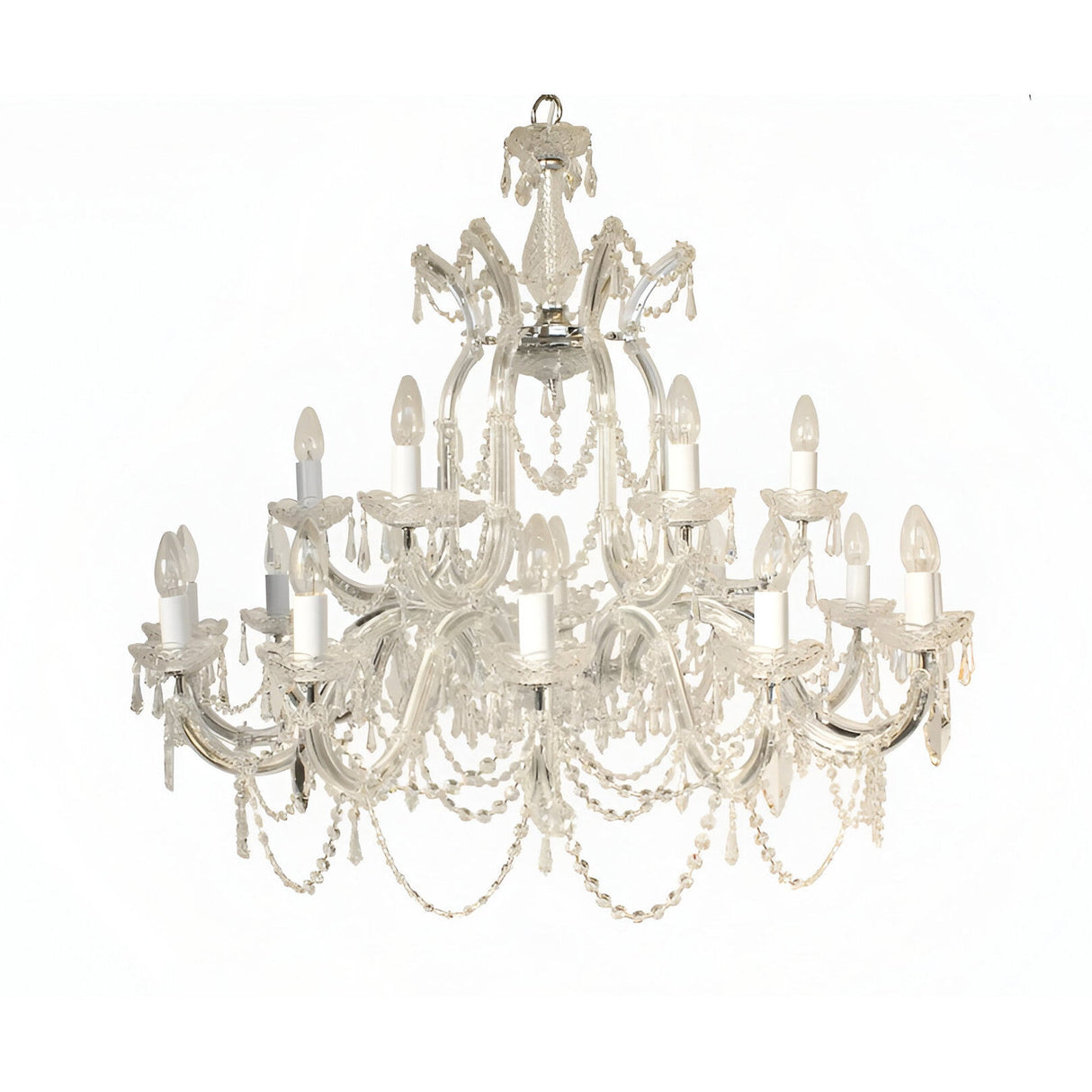 Queenlight 19 Light Armed Glass & Czech Republic Crystal Chandelier - Gold