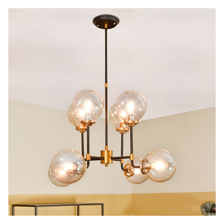 Mercer 8 Light Glass Bubble Chandelier - Black & Brass