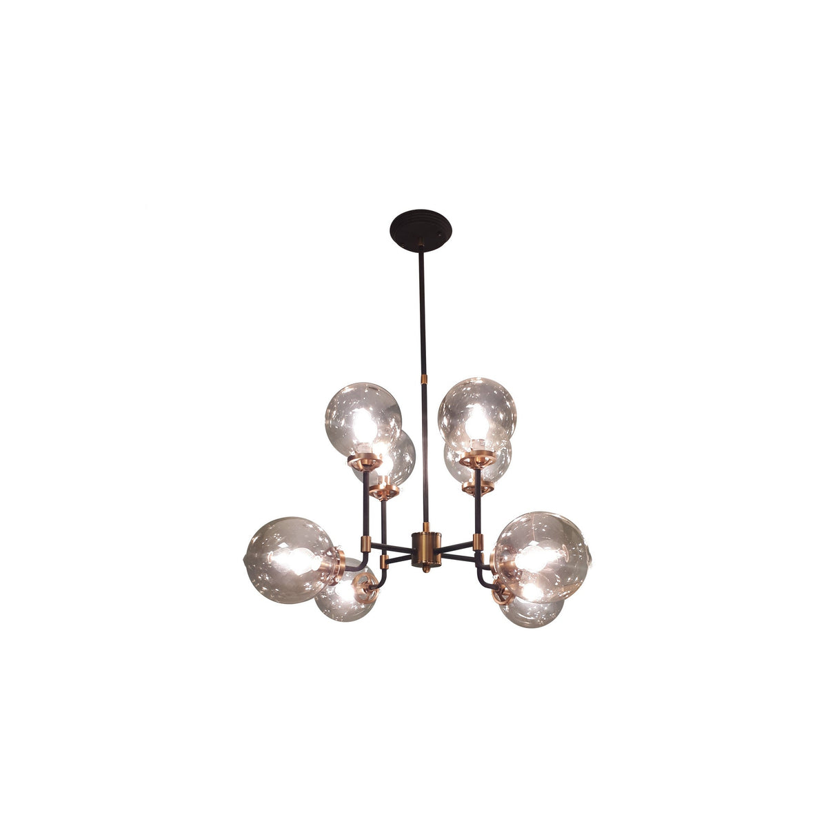 Mercer 8 Light Glass Bubble Chandelier - Black & Brass