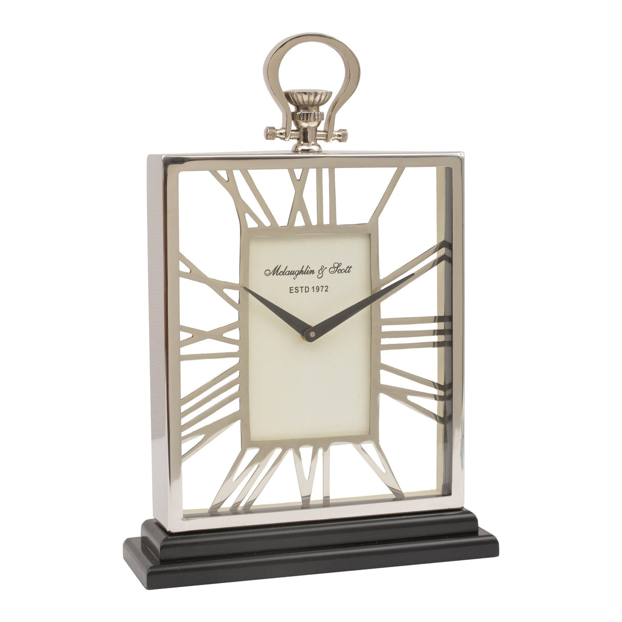 Skeletal Mantel Clock - Silver & Black