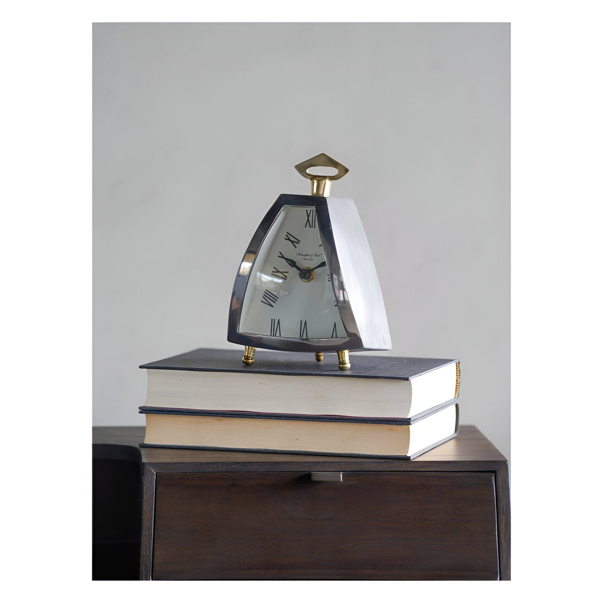 Isosceles Curved Front Mantel Clock - Silver
