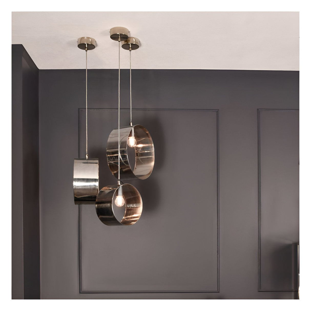 Ara Set of 3 Ring Pendants - Polished Silver